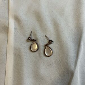 White Earrings Stone Dangling